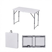 Table pliante de 12 mètres en plastique moulé par soufflage, avec pieds droits et structure métallique, portable, pour bureau d'étude, table de repas extérieure, marché nocturne