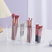Acrylique clair 3 fentes maquillage brosse organisateur pinceaux cosmétiques stockage crayon porte-stylo vanité bureau accessoires pour bureau à domicile