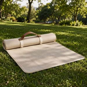 Custom Waterproof Foldable Picnic <b>Mat</b> <b>Outdoor</b> Double Layer Portable Blanket with Leather Handle for Camping Park Manufacturer - Product Image 3