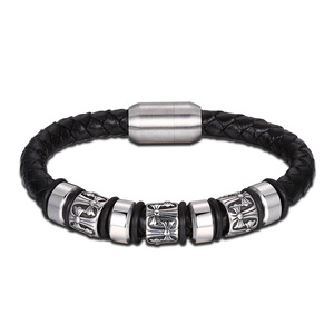 Pulsera Unisex de Acero Inoxidable con Diseño Náutico, Cierre Magnético y Cuero Genuino con Detalles en Resina, Estilo Europeo Americano - Product Image 5