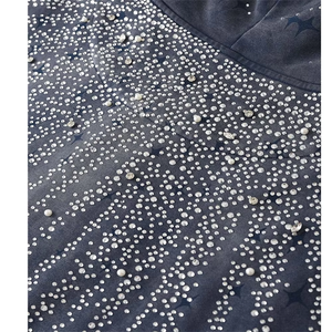 100% personalizzato in cotone OEM lavato <span class=keywords><strong>con</strong></span> strass sbiadito scintillante <span class=keywords><strong>oversize</strong></span> <span class=keywords><strong>felpa</strong></span> <span class=keywords><strong>con</strong></span> cappuccio <span class=keywords><strong>con</strong></span> cerniera da uomo - Product Image 5