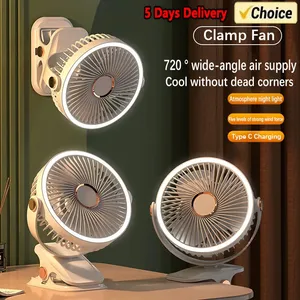 Rechargeable <b>Table</b> Fan Clip-on Type Portable <b>Mini</b> Desk Fan 360 Degree Rotation Adjustable Clip-on Fan for Student Dormito - Product Image 2