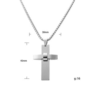 Men's Stainless Steel <b>Cross</b> Pendant Necklace Geometric Design Punk Style 12067 - Product Image 4