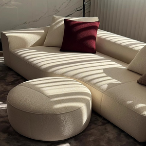 Sofá Seccional en Forma de L Tapizado y Reclinable de Cuero Genuino, Estilo Moderno Wabi Sabi Italiano Minimalista, Material Natural, Vida Tranquila - Product Image 4