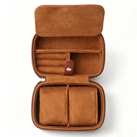 Étui de voyage pour montres en cuir à 2 emplacements, doublure en daim, anti-poussière, antichoc, organisateur portable pour voyage d'affaires, cadeau pour homme
