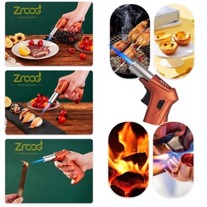 Pemantik api Gas barbeku Mini yang dapat diatur api Jet tahan angin dengan bahan bakar isi ulang untuk penggunaan perapian Gas BBQ pemanggang rokok - Product Image 3