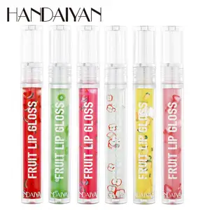 HANDAIYAN 6 Flavours Fruit Liquid Lip Oil Hydrating and Moisturizing Lipgloss OEM ODM Personalized Lip Care Vegan
