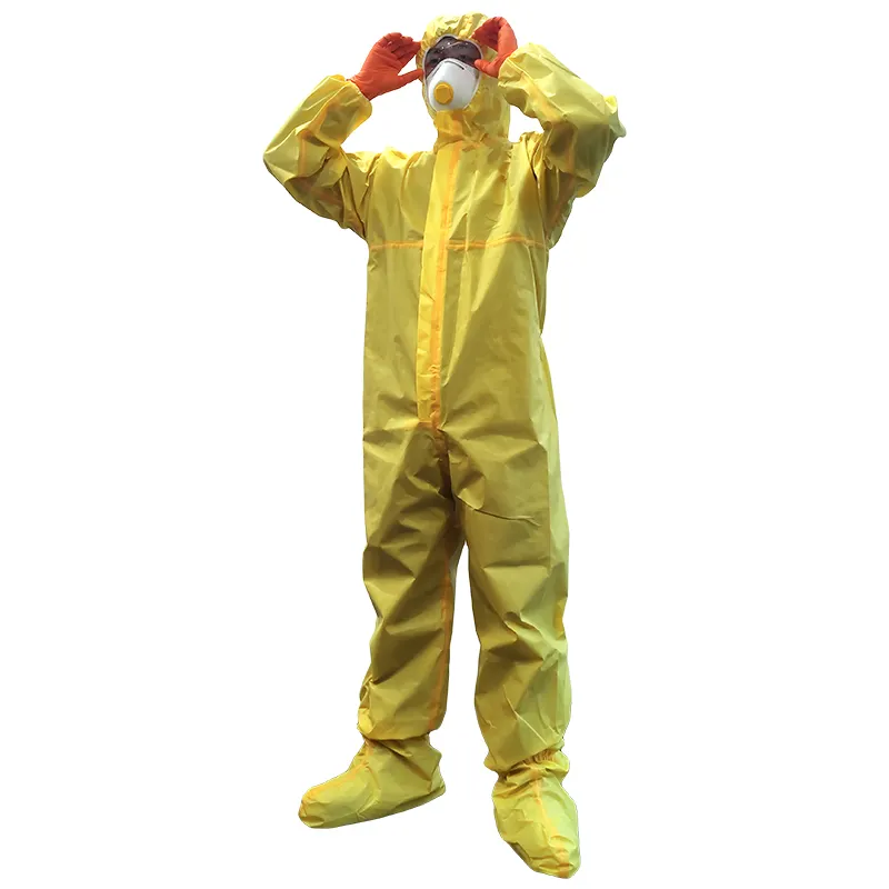 SF Industrial Orange Insolate Hazmatsuit Hazmat-Suit setelan kuning Coverall tahan kimia Microporous laminasi untuk pria