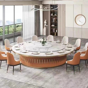 Mesa de Comedor Redonda Grande, Moderna y Ligera, con Plato Giratorio Eléctrico, Ideal para 12 Personas, Familias Numerosas u Hoteles - Product Image 3