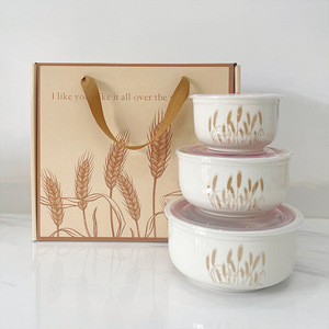 Gốm Bền Vững Bát Gạo Tươi Giữ Ba-Mảnh Đặt Nhà Bếp Hộp Quà Tặng Với Logo Chế Biến - Product Image 6