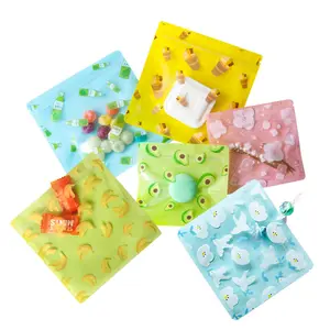 Pre-in thiết kế khác nhau 3 bên con dấu phẳng Ziplock vuông 10x10 13x13 dễ thương nhựa nhỏ nhỏ nhỏ Túi Túi gói - Product Image 6