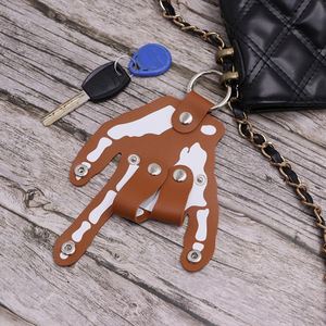 Stocked 8 Colors Funny Pu Leather Screen Printed Portable Hand Palm <b>Keychain</b> for Kids Bags Backpacks Handbags Decoration - Product Image 2