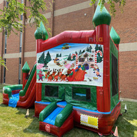 Structure gonflable commerciale portable combinant trampoline et toboggan, château gonflable pour enfants, aire de jeux, trampoline à thème dessin animé