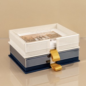 Màu nâu tự nhiên bé Album ảnh thủy tinh Acrylic hiển thị bằng gỗ bộ nhớ hộp Linen Thêu biểu tượng thẻ hộp giáng sinh bao bì - Product Image 4