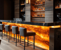Comptoir de bar moderne de luxe pour boîte de nuit avec des designs de décoration lumineuse fantaisistes, comptoirs de bar à vin commerciaux
