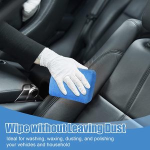 Éponge applicatrice rectangulaire bleue lavable en mousse souple pour le detailing automobile, tampons en microfibre pour le polissage et l'application de cire, colorés, taille moyenne - Product Image 2