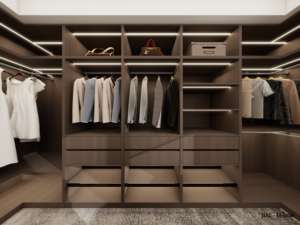 Armoire en forme de U, meubles de chambre à coucher, armoire en bois, armoire sur mesure, armoire avec porte en verre, armoire à vêtements, armoire pour femmes - Product Image 4