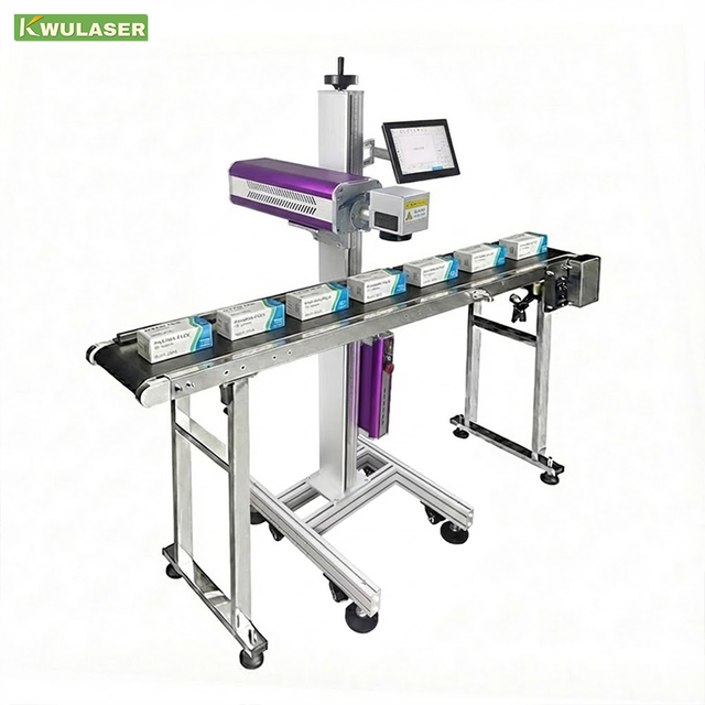 Production Line Flying 20W 30W 50W CO2 Laser Marking Machine Expiry Date Batch Code Laser Printer for Plastic Bags Cable Wire