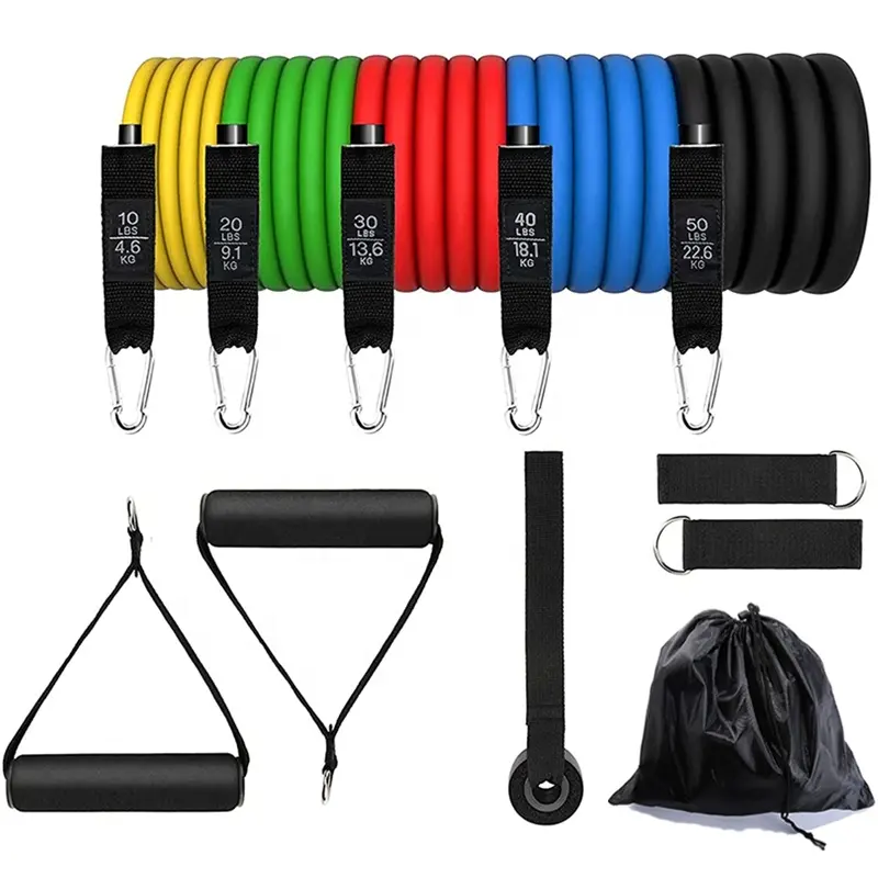 Workout Bands 11 PCS Resistance Bands Set Fitness Tube Home Gym Workout Band Strength Training Exercise Bands Set