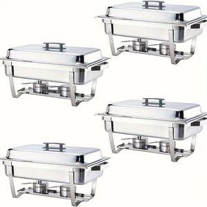 4 gói 9qt thép không gỉ chafing món ăn thanh lịch vàng và bạc nhiên liệu nóng thực phẩm hâm nóng cho thanh lịch tự chọn và các bên - Product Image 3