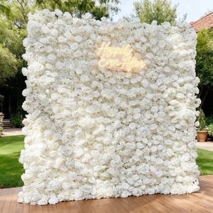 Fournitures <span class=keywords><strong>de</strong></span> <span class=keywords><strong>décoration</strong></span> <span class=keywords><strong>de</strong></span> mariage, panneau mural floral en roses blanches, <span class=keywords><strong>mur</strong></span> <span class=keywords><strong>de</strong></span> fleurs artificielles, toile <span class=keywords><strong>de</strong></span> fond 8 pieds x 8 pieds - Product Image 1