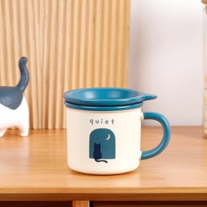 Taza de Cerámica con Diseño de Animal de Dibujos Animados, Estilo Moderno, Linda Gatozita, Ecológica, Apta para Microondas, con Tapa y Cuchara, Regalo, Recuerdo, para Oficina - Product Image 2