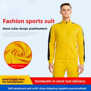 Pakaian Olahraga Unisex Nyaman Jaket Zipper Dua Potong Pria Pakaian Santai Olahraga Jogging Solid Menyerap Keringat Bernapas Streetwear - Product Image 2