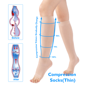 <span class=keywords><strong>Medias</strong></span> de <span class=keywords><strong>Compresión</strong></span> Compports de Diseño con Punta Abierta, 20 Denier, para Mujer, Hasta la Rodilla, 15-20 MMHG, Transparentes - Product Image 2