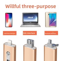 Chiavetta USB OTG 3-in-1 Telescopica Personalizzata con Crittografia, Garanzia di 3 Anni, Velocità 10-15MB/s