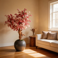 Nouvel Arbre Artificiel Haut de Gamme en Plastique, Fleur de Cerisier Rose de 220 CM, Grand Modèle d'Intérieur pour Décoration Maison, École, Fête, Mariage, Magasin