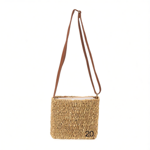 Bolso Pequeño Cuadrado de Papel Tejido 28x20cm, Bolso Cruzado de Verano para Playa - Product Image 1