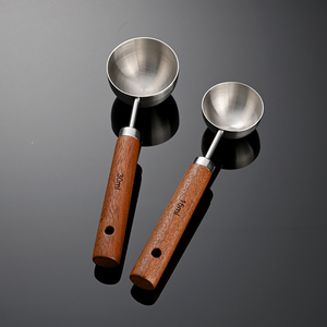 Ensemble de cuillères en bois à long manche, cuillère à <span class=keywords><strong>café</strong></span> en acier inoxydable 304, cuillères à <span class=keywords><strong>café</strong></span> en bois, cuillère à mesurer pour la pâtisserie - Product Image 2