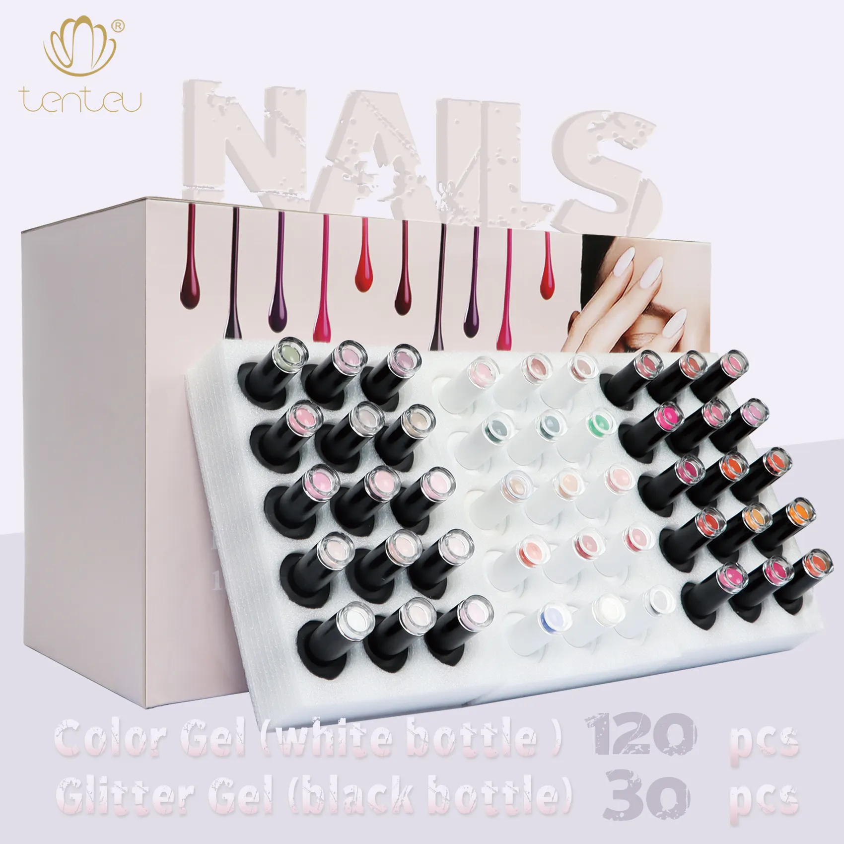 Promosi Baru 15Ml Warna Gel Polish 120 Pcs Glitter Gel 30 Buah Set Gratis Pengiriman Private Label OEM Gel cat Kuku