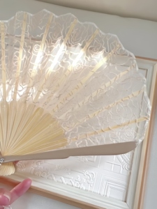 Abanico Plegable de Bambú para Mujer, Tradicional, para Bodas, Hogar, Baile, Accesorios Hechos a Mano con Forma de <span class=keywords><strong>Concha</strong></span>, 21*38cm - Product Image 6