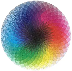 1000 Pcs圆形闪耀渐变彩虹调色板彩色高级挑战拼图成人家庭