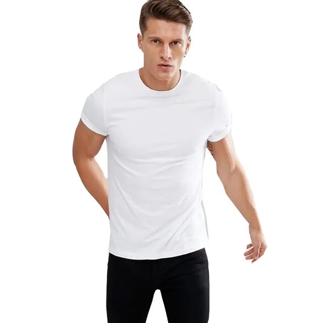 Wholesales नरम कपड़े 100% कंघी कपास कस्टम स्लिम फिट पुरुषों सफेद टीशर्ट