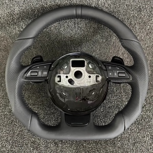 Volant en cuir perforé à fond plat de style RS SLine personnalisé pour <span class=keywords><strong>Audi</strong></span> A3 A4 B7 A6 <span class=keywords><strong>C7</strong></span> R8 RS3 A7 RS5 <span class=keywords><strong>RS6</strong></span> A8 Q5 Q8 - Product Image 1