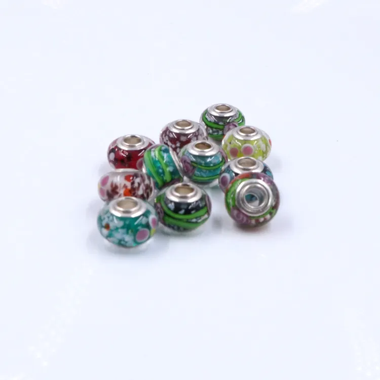 Perles de Verre au chalumeau Perles De Murano Avec Grand Trou En Métal Pour La Fabrication De Bijoux