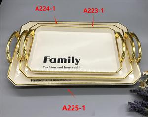 Juego de Bandejas para Servir Comida para Mascotas, Diseño Clásico de Lujo, Asa Dorada o Plateada, Libre de BPA, Apto para Alimentos, Platos Rectangulares para Frutas - Product Image 3