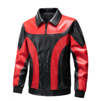 Chaqueta de Motociclismo de Cuero Negra y Blanca/Negra y Roja, Transpirable, para Carreras de Motos