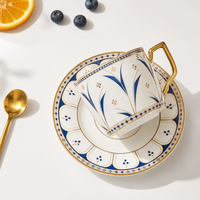 Ensemble tasse à café et soucoupe de luxe à bord doré, en porcelaine fine écologique, 250 ml, personnalisable, pour cadeau de mariage