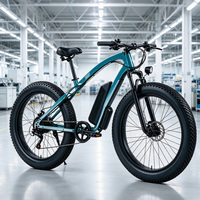 Vélo de montagne électrique AFTFA en acier au carbone bleu lac, 21 vitesses, roues à rayons, pneus larges, intégral, pour le sport et les trajets quotidiens, vente en gros
