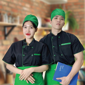 Chaqueta de chef de uniforme de cocinero de manga corta para uniformes de restaurantes para cocineros fabricados en Vietnam - Product Image 2