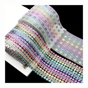 Bricolage mariage noël vêtements accessoires dentelle couleur strass plaque filet tissu Textile couture Costume pantalon ourlet rayure garniture - Product Image 1