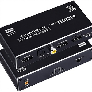 Conmutador Divisor con Audio, 1 Entrada a 2 Salidas, Compatible con 20 <span class=keywords><strong>4K</strong></span> 60Hz 1080P 3D <span class=keywords><strong>HDR</strong></span>, Incluye Fuente de Alimentación - Product Image 1