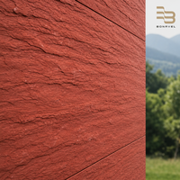 Revêtement mural en pierre flexible 3D texturé, panneau mural en ardoise rouge ultra-fin et léger, revêtement souple MCM pour murs intérieurs et extérieurs