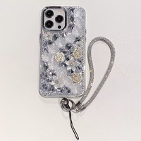 Casing Ponsel Bunga Mawar Berlian Mewah untuk iPhone 15 16 17 Pro Max dengan Hiasan Tetesan Air dan Berlian