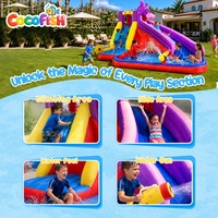 Château gonflable Cocofish pour enfants avec double toboggan, château gonflable Oxford pour l'intérieur et l'extérieur, idéal pour les fêtes d'anniversaire