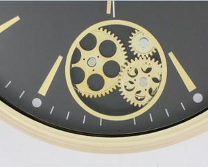 16inch Large Oversize Battery Operated Roman Numeral Modern Metal Gold Color <b>Decorative</b> <b>Wall</b> <b>Clock</b> with Real Moving Gears - Product Image 4