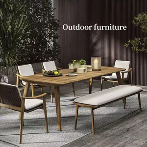 Ensemble de chaises de salle à manger d'extérieur en teck massif de qualité supérieure, <span class=keywords><strong>fauteuil</strong></span> d'appoint tissé à la main, résistant à l'eau et aux UV pour le mobilier de <span class=keywords><strong>jardin</strong></span> et de patio - Product Image 4